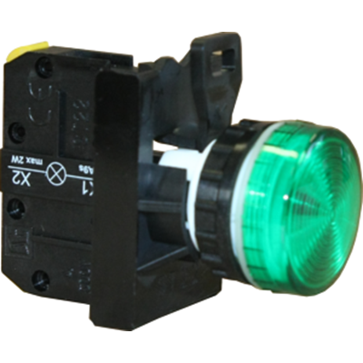 Lampka sygnalizacyjna 22mm zielona BA9S 230V AC ST22