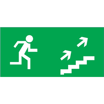 Piktogram, chłopek biegnący w prawo po schodach P24