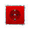 SIMON BASIC Gniazdo wtyczkowe pojedyncze z uziemieniem typu Schuko, z przesłonami torów prądowych, czerwone 16A