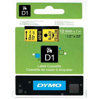 Taśma DYMO D1 12mm x 7m żółta / czarny nadruk 45018
