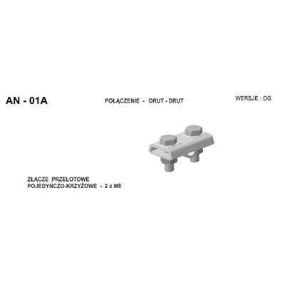 Złącze przelotowe pojedynczo-krzyżowe (2xM8) ocynkowane ogniowo AN-01A/OG/