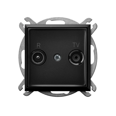 ARIA Gniazdo RTV przelotowe 10-dB czarny metalik