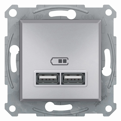 ASFORA Gniazdo ładowarki USB 2,1A z ramką aluminium