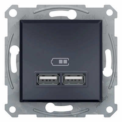 ASFORA Gniazdo ładowarki USB 2,1A z ramką antracyt