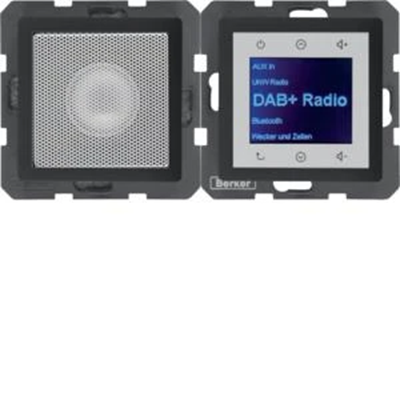 BERKER Q.1/Q.3/Q.7 Radio Touch DAB+ z Bluetooth z głośnikiem antracyt aksamit lakierowany