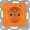 B.KWADRAT Gniazdo z uziemieniem i LED kontrolną z podwyższoną ochroną styków pomarańczowe