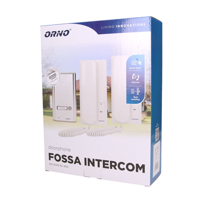 FOSSA INTERCOM Zestaw domofonowy jednorodzinny, podtynkowy z interkomem, biały