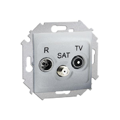 Gniazdo antenowe R-TV-SAT przelotowe (moduł), aluminium (metalik)