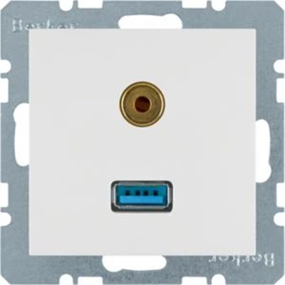 Gniazdo USB / 3,5 mm Audio, biały połysk