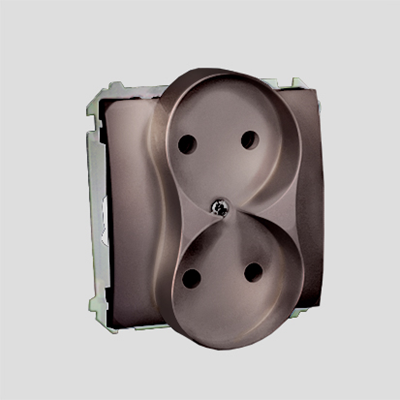 Gniazdo wtyczkowe podwójne (moduł), 230V, inox metalik