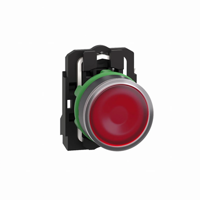 Harmony XB5 Czerwony przycisk kryty kompletny podświetlenie Ø22 samopowrotny 1NO 24V