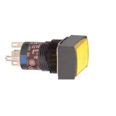 Harmony XB6 Przycisk Podświetlany Żółty Płaski 1 CO 24VDC Prostokątny Plastikowy