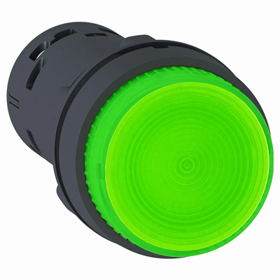 Harmony XB7 Monolityczny przycisk płaski zielony samopowrotny 1NO LED 230VAC