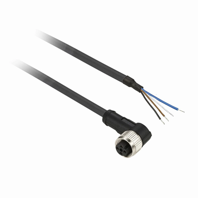 Konektory okablowane kątowe żeńskie M8 4 piny kabel 5m