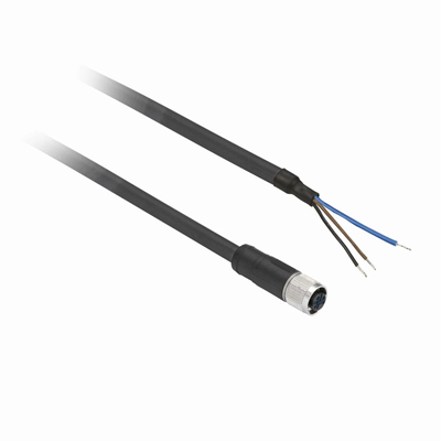 Konektory okablowane proste żeńskie M8 4 piny kabel 5m