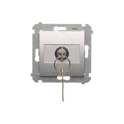 Łącznik na kluczyk jednobiegunowy (moduł) 2 pozycyjny 0-I styk N/O 5 A 230V srebrny (metalik)