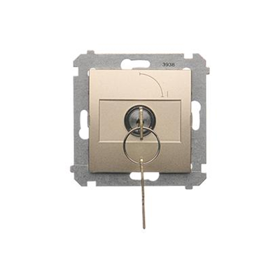 Łącznik na kluczyk jednobiegunowy (moduł) 2 pozycyjny 0-I styk N/O 5 A 230V złoty (metalik)