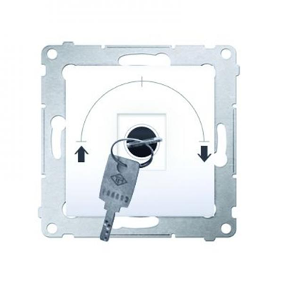 Łącznik na kluczyk żaluzjowy chwilowy przycisk (moduł) 3 poz. "I-0-II" 2 styki N/O 5A 230V biały