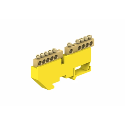 Listwa zaciskowa ochronna na szynę TH 5-modułowa 5 x 16mm² + 5 x 16mm² żółta