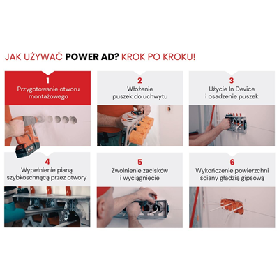 Narzędzie do osadzania 4 puszek podtynkowych PK60 In Device Power Ad 4