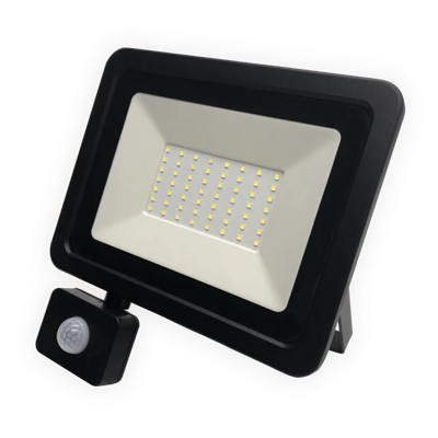 PLATI Naświetlacz LED z czujnikiem PIR 50W 4000lm 230V 6500K 110° IP44 CW czarny