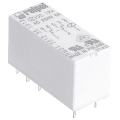 Przekaźnik elektromagnetyczny RM84-2012-35-1012, miniaturowy, do obwodu drukowanego i gniazda wtykowego.