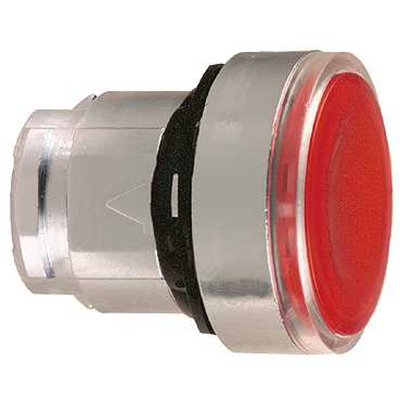 Przycisk płaski czerwony push-push LED metalowy bez oznaczenia