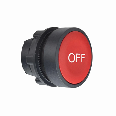 Przycisk płaski czerwony samopowrotny bez podświetlenia plastikowy OFF