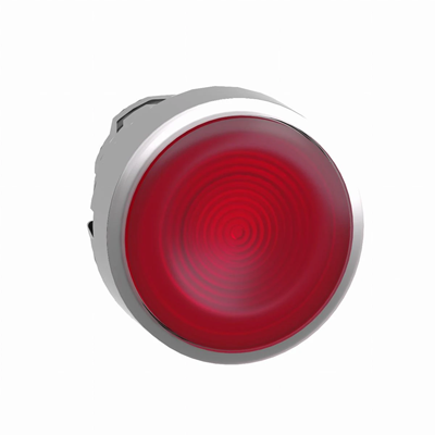 Przycisk płaski czerwony samopowrotny LED metalowy karbowana bez oznaczenia
