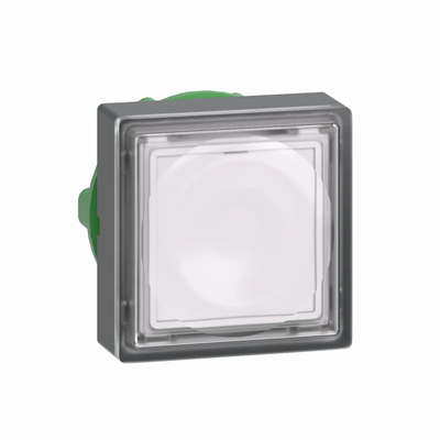 Przycisk płaski kwadratowy biały samopowrotny LED plastikowy bez oznaczenia