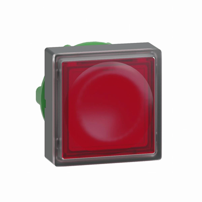Przycisk płaski kwadratowy czerwony samopowrotny LED plastikowy typowa