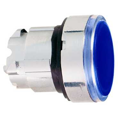 Przycisk płaski niebieski samopowrotny żarówka BA 9s metalowy typowa