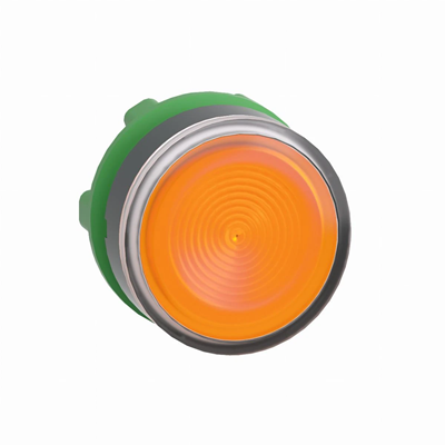 Przycisk płaski pomarańczowy LED plastikowy karbowana bez oznaczenia