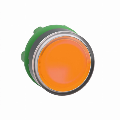 Przycisk płaski pomarańczowy push-push LED plastikowy bez oznaczenia
