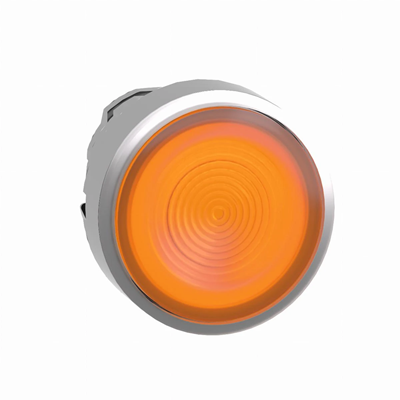 Przycisk płaski pomarańczowy samopowrotny LED metalowy karbowana bez oznaczenia