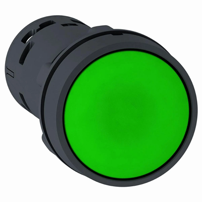 Przycisk płaski zielony samopowrotny bez oznaczenia bez podświetlenia