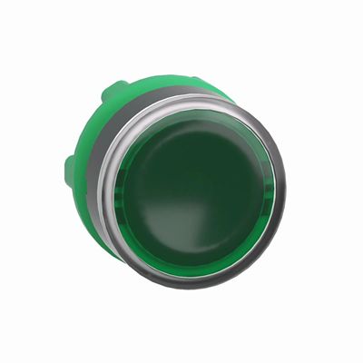 Przycisk płaski zielony samopowrotny bez podśw. plastikowy możliwość opisu