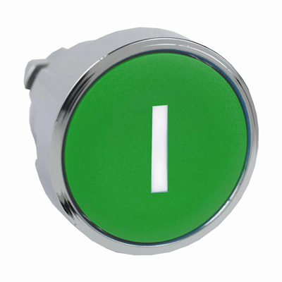 Przycisk płaski zielony samopowrotny bez podświetlenia metalowy I