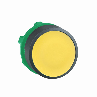 Przycisk płaski żółty push-push bez podświetlenia plastikowy bez oznaczenia