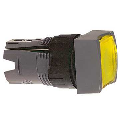 Przycisk płaski żółty samopowrotny LED plastikowy kwadratowy