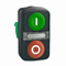 Przycisk podwójny płaski/płaski zielony/czerwony samopowrotny LED plastikowy I/O