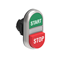 Przycisk sterowniczy podświetlany, dwuklawiszowy,z samoczynnym powrotem, zielony/czerwony, bez adaptera, symbol "START-STOP"