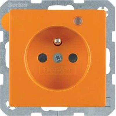 Q.1 Gniazdo z uziemieniem i LED kontrolną z podwyższoną ochroną styków pomarańczowe aksamitne