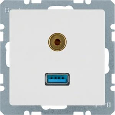 Q.1/Q.3 Gniazdo USB/3,5mm jack białe