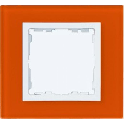 Ramka 1x szkło - mandarynka / ramka pośrednia biała
