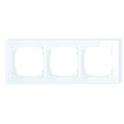 Ramka uniwersalna 3-krotna - efekt szkła (ramka: biała; spód: biały) IP 20