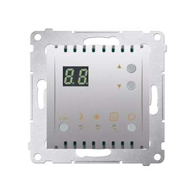 SIMON 54 Regulator temperatury z wyświetlaczem wewnętrzny czujnik temperatury (moduł) 16A 230V srebrny mat