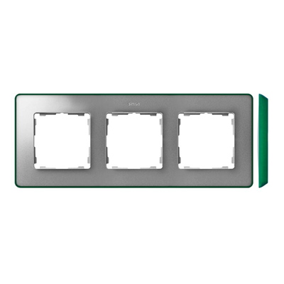 SIMON 82 DETAIL SELECT-metalik kolor Ramka 3-krotna aluminium z podstawą zieloną