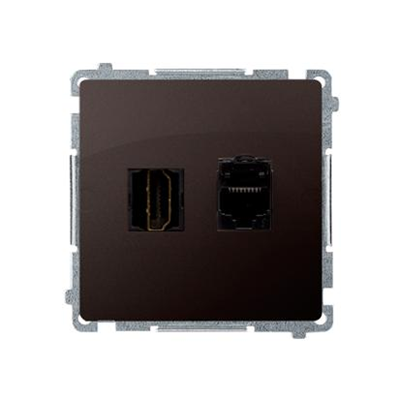 SIMON BASIC Gniazdo HDMI + RJ45 kategorii 6 (moduł) czekoladowe