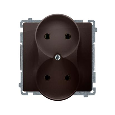 SIMON BASIC Gniazdo wtyczkowe podwójne bez uziemienia (moduł) 16A 230V czekoladowe